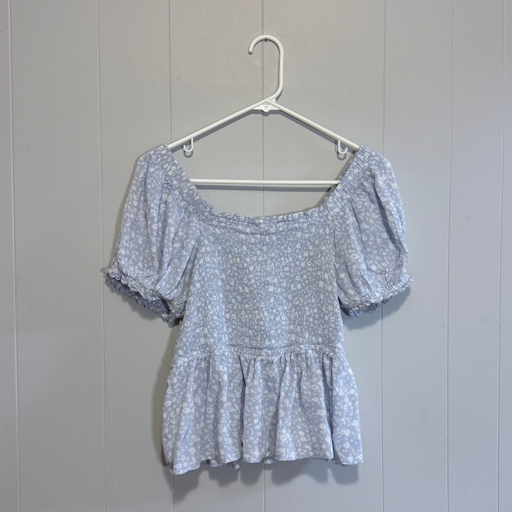 Hippie Rose Light Blue Floral Top Size Large